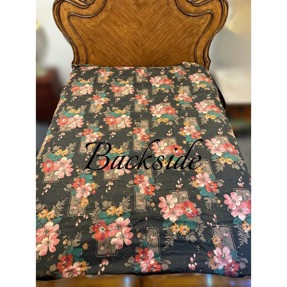 Handmade vintage quilt made from neck ties patchwork full/queen size reversible